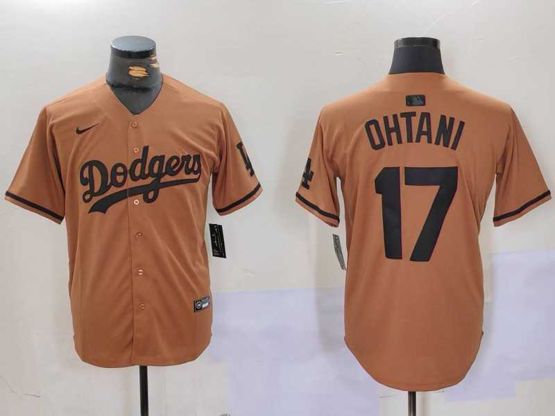 Men%27s Los Angeles Dodgers #17 Shohei Ohtani Olive Black Cool Base Limited Stitched Jersey->los angeles dodgers->MLB Jersey